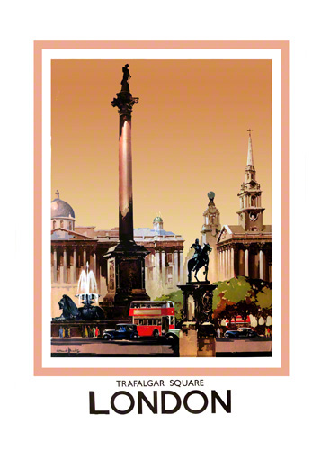 Trafalgar Square London Print Railway Poster