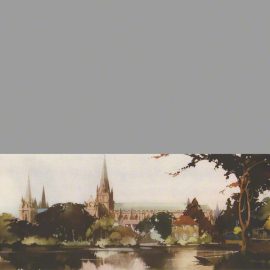 Water colour painting of Lichfield cathedral by Claude Buckle.