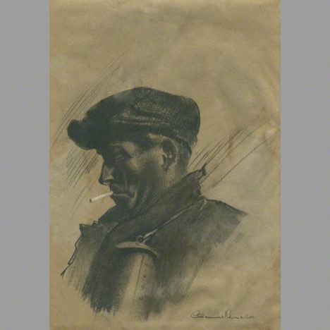 The miner pencil drawing by Claude Buckle. A war time scene
