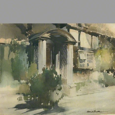 The porch at Dean Cottage. A water colour by Claude Buckle
