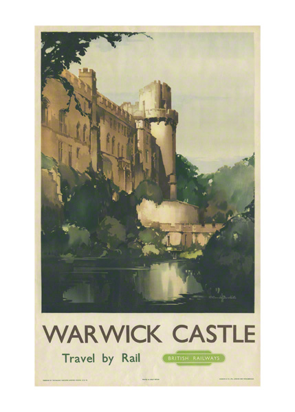 Warwick castle a railway poster by Claude Buckle