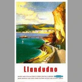 Railway Poster of Llandudno and the happy valley walk. From an oil painting by Claude Buckle
