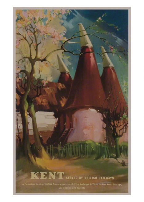 Print of the Oast Houses of kent by Claude Buckle