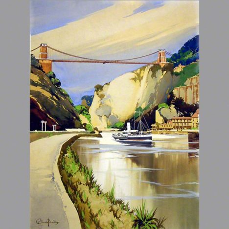  railway poster artwork (1936) of the Clifton Suspension bridge Bristol by Claude Buckle